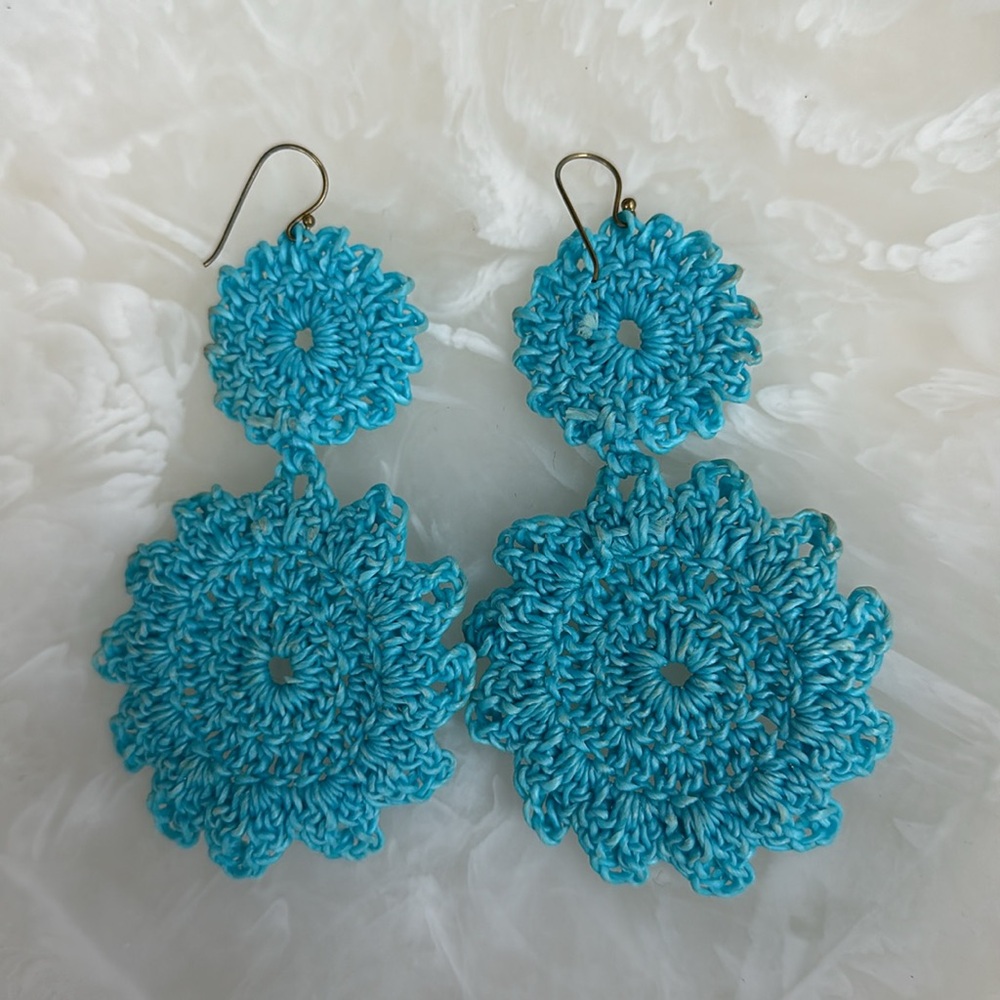 Roller Rabbit Macrame Drop Earrings- Turquoise - Picture 4 of 4